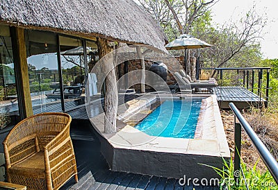Luxury suite in Singita Ebony Lodge located in Sabi Sands Game Reserve, South Africa Editorial Stock Photo
