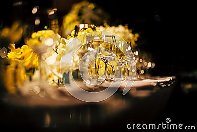 Luxury Table setting for party, Christmas, holidays and weddings Stock Photo