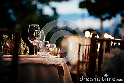 Luxury Table setting for party, Christmas, holidays and weddings Stock Photo