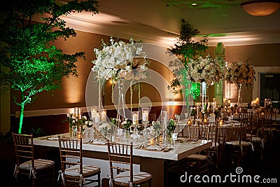 Luxury table setting at a wedding venue Stock Photo