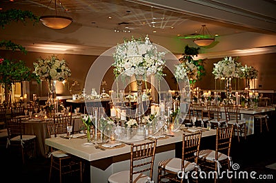 Luxury table setting at a wedding venue Stock Photo