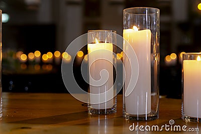 Luxury Table settings with beutiful glass and candels Stock Photo