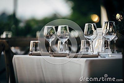 Luxury table settings for celebrations. Stock Photo