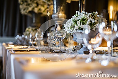Luxury table settings for fine dining Stock Photo