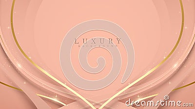 Luxury tones skin shade With golden sparkle line curve. Soft and sweet mood background design. Vector Illustration