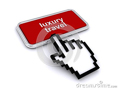 Luxury travel button on white Stock Photo