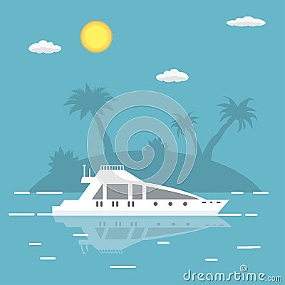 Luxury travel seaway ocean transport Vector Illustration