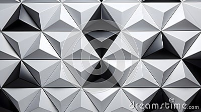 Luxury triangle abstract black and white semi-gloss metal background. dark 3d geometric by Generative AI Cartoon Illustration