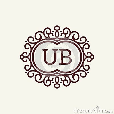 UB Letter logo elegant Swirl Monogram design Vector Illustration