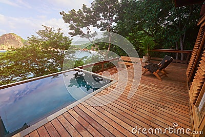 Luxury villa patio Stock Photo