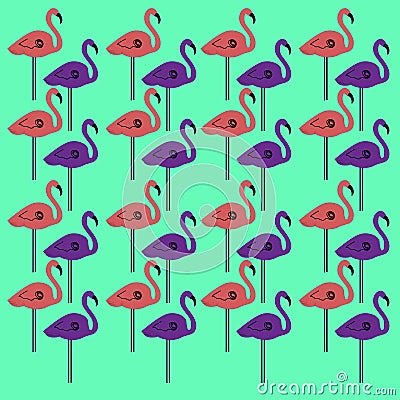 Luxury design vint. Flamingos Vint. GREEN Stock Photo