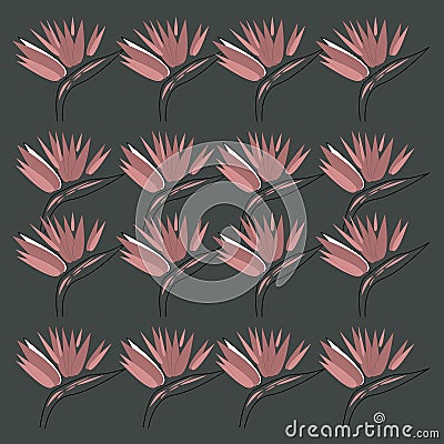 PARADISE VINT. FLOWERS PINK BROWN Stock Photo