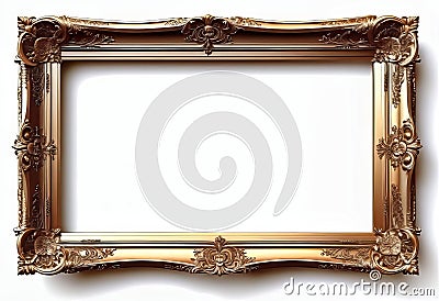 Luxury vintage frame on a white background, ornamental style, elegant frame for design and photos, Cartoon Illustration