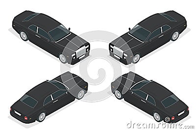 Luxury VIP car. Isometric vector representing an luxury car hire fleet or transportation Vector Illustration