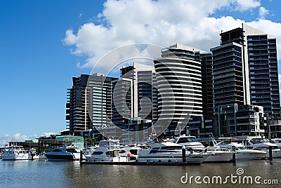 Luxury waterfront apartments Stock Photo