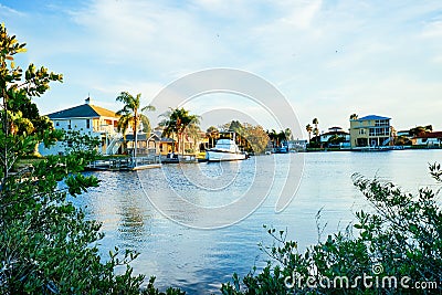 Luxury waterfront house Stock Photo