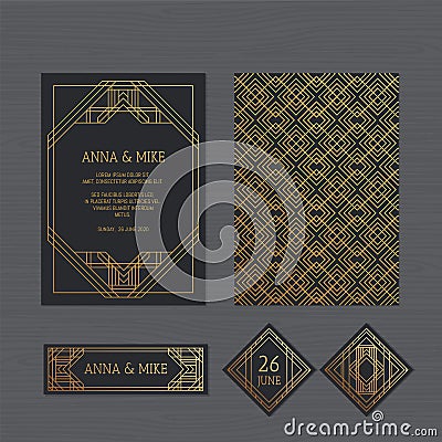 Luxury wedding invitation or greeting card with geometric Vector Illustration