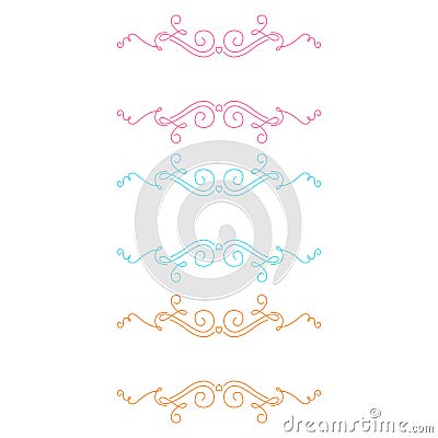 LUXURY WEDDING SWIRL COLORFUL ORNAMENTS SET Vector Illustration