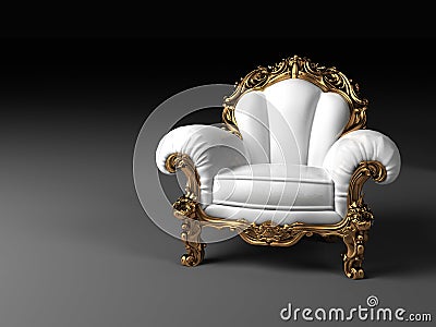 Luxury white armchair with golden frame Stock Photo