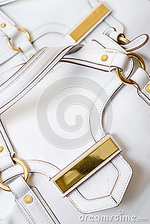 Luxury white leather female bag Stock Photo