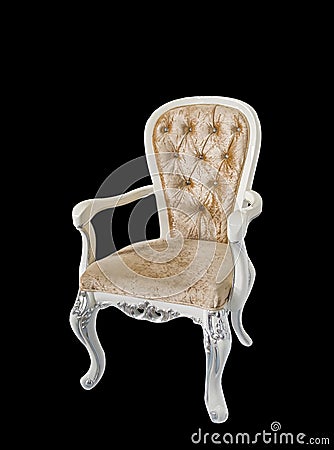 luxury white wooden chair gold leather Stock Photo