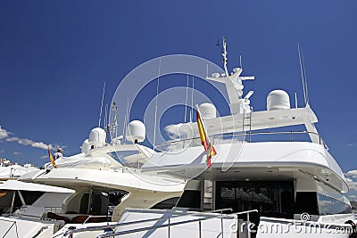 Luxury white yachts moored close to each other in Spain Stock Photo