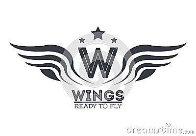 Luxury wings emblem Vector Illustration