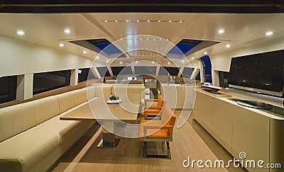 luxury yacht Continental 80, dinette Stock Photo