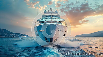 A luxury yacht equipped with a maritime security alarm detecting unauthorized boarding or distress situations at sea Stock Photo