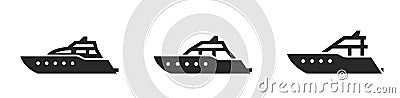 Luxury yacht icon set. cruise boat transport symbols. isolated vector images Vector Illustration