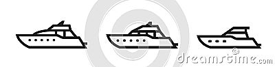 Luxury yacht line icon set. sea cruise transport symbols Vector Illustration