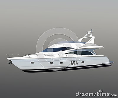 Luxury yacht. modern motor long big black and white yacht isolated on white background. Boat on the background Stock Photo