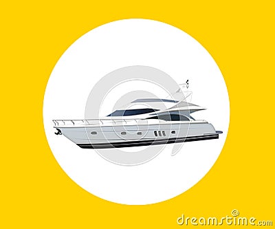 Luxury yacht. modern motor long big black and white yacht isolated on white background. Boat on the background Stock Photo