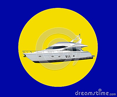 Luxury yacht. modern motor long big black and white yacht isolated on white background. Boat on the background Stock Photo