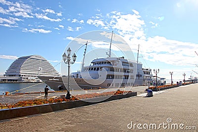 Large luxury yacht in Kobe Harborland Editorial Stock Photo