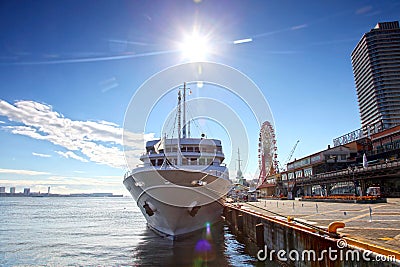 Large luxury yacht in Kobe Harborland Editorial Stock Photo
