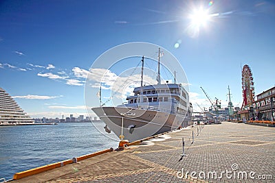 Large luxury yacht in Kobe Harborland Editorial Stock Photo