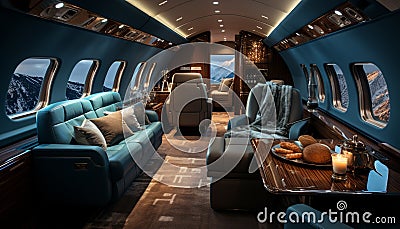 Luxury yacht sailing, comfortable journey inside, elegant modern design generated by AI Stock Photo