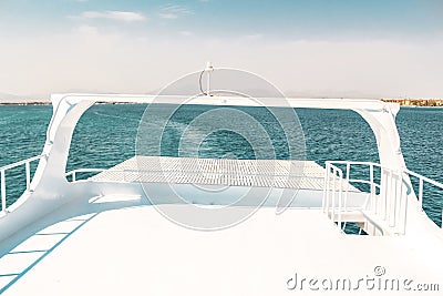 Luxury yacht, stern interior, comfortable design for rest leisure tourism travel Stock Photo