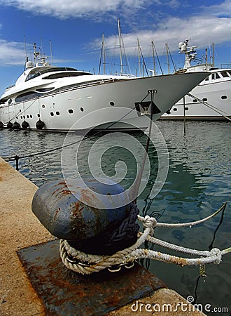 Luxury yachts anchored Stock Photo