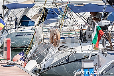 Luxury Yachts And Boats Close Up Editorial Stock Photo