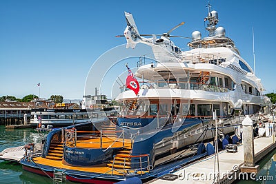 Luxury Yachts Docked in Marina. San Diego Marina Harbor, Fifth Avenue Landing. Editorial Stock Photo