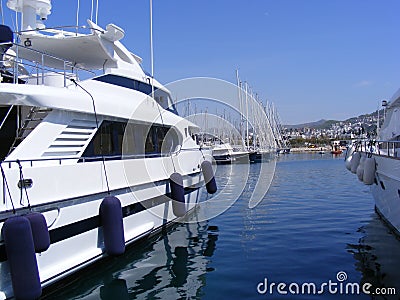 Luxury Yachts in Marina Stock Photo