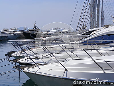 Luxury Yachts in Marina Stock Photo