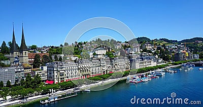 Luzern Switzerland top view Historic city center Editorial Stock Photo