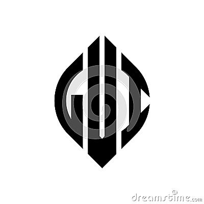 LVI circle letter logo design with circle and ellipse shape. LVI ellipse letters with typographic style. The three initials form a Vector Illustration