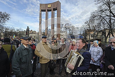 Lviv Celebrates 114 Years Since Birth Of Stepan Bandera, amid the Russian invasion of Ukraine Editorial Stock Photo