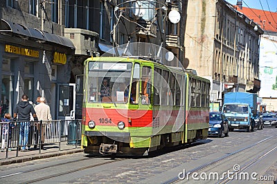 The Lviv tram is an electric tramway in Lviv, Ukraine. Editorial Stock Photo
