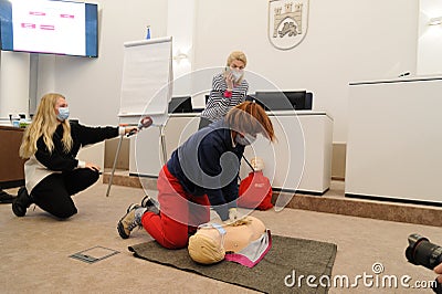 Training in medical care has started in Lviv. Editorial Stock Photo