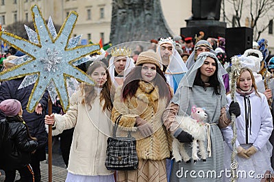 Folk folklore festival New joy has become in Lviv, as part of the Christmas celebration amid Russian invasion. 8 January 2023. Editorial Stock Photo